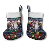 Personalized Merionethshire Wales Christmas Stocking Beer and Goat Santa Design - Wonder Print Shop