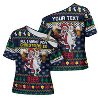 Personalized Merionethshire Wales Christmas Cross Shoulder Shirt Beer and Goat Santa Design - Wonder Print Shop