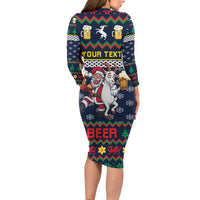 Personalized Merionethshire Wales Christmas Family Matching Long Sleeve Bodycon Dress and Hawaiian Shirt Beer and Goat Santa Design - Wonder Print Shop