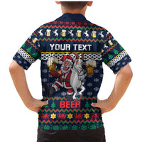 Personalized Merionethshire Wales Christmas Family Matching Mermaid Dress and Hawaiian Shirt Beer and Goat Santa Design - Wonder Print Shop