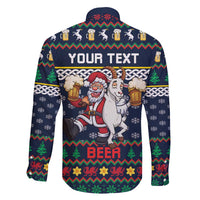 Personalized Merionethshire Wales Christmas Family Matching Mermaid Dress and Hawaiian Shirt Beer and Goat Santa Design - Wonder Print Shop