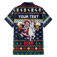 Personalized Merionethshire Wales Christmas Family Matching Off Shoulder Maxi Dress and Hawaiian Shirt Beer and Goat Santa Design - Wonder Print Shop