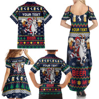 Personalized Merionethshire Wales Christmas Family Matching Summer Maxi Dress and Hawaiian Shirt Beer and Goat Santa Design - Wonder Print Shop