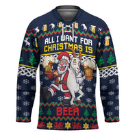 Personalized Merionethshire Wales Christmas Hockey Jersey Beer and Goat Santa Design - Wonder Print Shop
