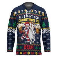 Personalized Merionethshire Wales Christmas Hockey Jersey Beer and Goat Santa Design - Wonder Print Shop
