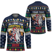 Personalized Merionethshire Wales Christmas Hockey Jersey Beer and Goat Santa Design - Wonder Print Shop