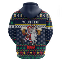 Personalized Merionethshire Wales Christmas Hoodie Beer and Goat Santa Design - Wonder Print Shop