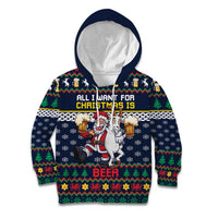 Personalized Merionethshire Wales Christmas Kid Hoodie Beer and Goat Santa Design - Wonder Print Shop