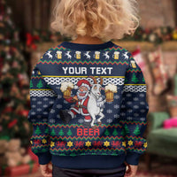 Personalized Merionethshire Wales Christmas Kid Ugly Christmas Sweater Beer and Goat Santa Design - Wonder Print Shop