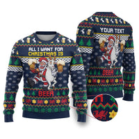 Personalized Merionethshire Wales Christmas Ugly Christmas Sweater Beer and Goat Santa Design - Wonder Print Shop