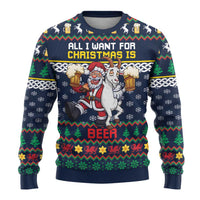Personalized Merionethshire Wales Christmas Ugly Christmas Sweater Beer and Goat Santa Design - Wonder Print Shop