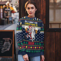Personalized Merionethshire Wales Christmas Ugly Christmas Sweater Beer and Goat Santa Design - Wonder Print Shop