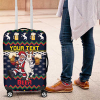 Personalized Merionethshire Wales Christmas Luggage Cover Beer and Goat Santa Design - Wonder Print Shop