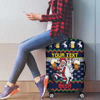Personalized Merionethshire Wales Christmas Luggage Cover Beer and Goat Santa Design - Wonder Print Shop