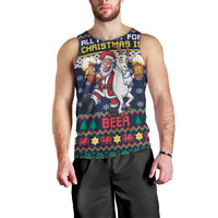 Personalized Merionethshire Wales Christmas Men Tank Top Beer and Goat Santa Design - Wonder Print Shop