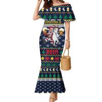Personalized Merionethshire Wales Christmas Mermaid Dress Beer and Goat Santa Design - Wonder Print Shop