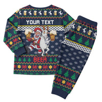 Personalized Merionethshire Wales Christmas Pajama Set Beer and Goat Santa Design - Wonder Print Shop