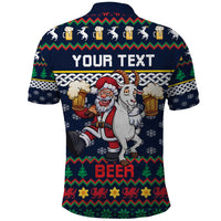 Personalized Merionethshire Wales Christmas Polo Shirt Beer and Goat Santa Design - Wonder Print Shop