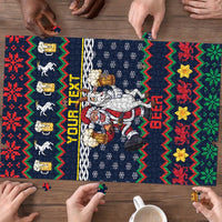 Personalized Merionethshire Wales Christmas Puzzle Beer and Goat Santa Design - Wonder Print Shop