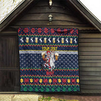 Personalized Merionethshire Wales Christmas Quilt Beer and Goat Santa Design - Wonder Print Shop