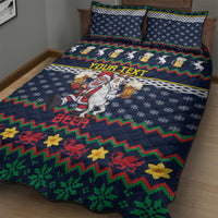 Personalized Merionethshire Wales Christmas Quilt Bed Set Beer and Goat Santa Design - Wonder Print Shop