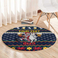 Personalized Merionethshire Wales Christmas Round Carpet Beer and Goat Santa Design - Wonder Print Shop
