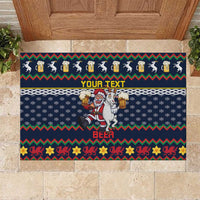 Personalized Merionethshire Wales Christmas Rubber Doormat Beer and Goat Santa Design - Wonder Print Shop