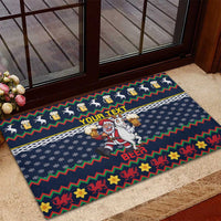 Personalized Merionethshire Wales Christmas Rubber Doormat Beer and Goat Santa Design - Wonder Print Shop