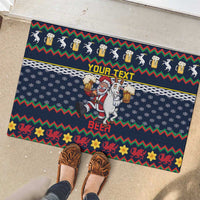 Personalized Merionethshire Wales Christmas Rubber Doormat Beer and Goat Santa Design - Wonder Print Shop