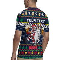 Personalized Merionethshire Wales Christmas Rugby Jersey Beer and Goat Santa Design - Wonder Print Shop