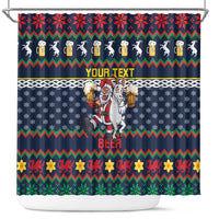 Personalized Merionethshire Wales Christmas Shower Curtain Beer and Goat Santa Design - Wonder Print Shop