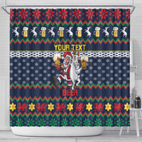 Personalized Merionethshire Wales Christmas Shower Curtain Beer and Goat Santa Design - Wonder Print Shop