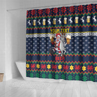 Personalized Merionethshire Wales Christmas Shower Curtain Beer and Goat Santa Design - Wonder Print Shop