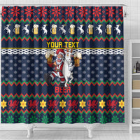Personalized Merionethshire Wales Christmas Shower Curtain Beer and Goat Santa Design - Wonder Print Shop