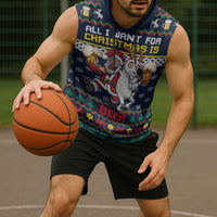 Personalized Merionethshire Wales Christmas Sleeveless Hoodie Beer and Goat Santa Design - Wonder Print Shop