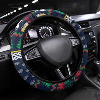 Merionethshire Wales Christmas Steering Wheel Cover Beer and Goat Santa Design - Wonder Print Shop