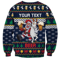 Personalized Merionethshire Wales Christmas Sweatshirt Beer and Goat Santa Design - Wonder Print Shop