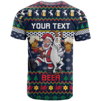 Personalized Merionethshire Wales Christmas T Shirt Beer and Goat Santa Design - Wonder Print Shop