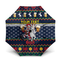 Personalized Merionethshire Wales Christmas Umbrella Beer and Goat Santa Design - Wonder Print Shop