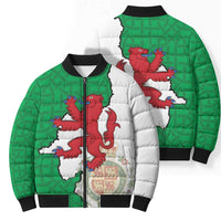Montgomeryshire Wales Bomber Puffer Jacket Map and Emblem Celtic Style - Wonder Print Shop