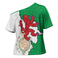 Montgomeryshire Wales Cross Shoulder Shirt Map and Emblem Celtic Style - Wonder Print Shop