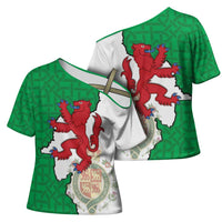 Montgomeryshire Wales Cross Shoulder Shirt Map and Emblem Celtic Style - Wonder Print Shop