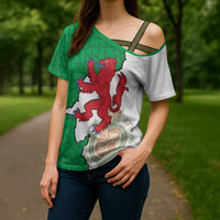 Montgomeryshire Wales Cross Shoulder Shirt Map and Emblem Celtic Style - Wonder Print Shop