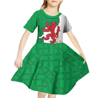 Montgomeryshire Wales Kid Short Sleeve Dress Map and Emblem Celtic Style - Wonder Print Shop