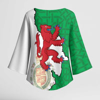 Montgomeryshire Wales Kimono Sleeve Blouse Map and Emblem Celtic Style - Wonder Print Shop