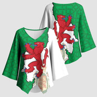 Montgomeryshire Wales Kimono Sleeve Blouse Map and Emblem Celtic Style - Wonder Print Shop