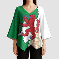 Montgomeryshire Wales Kimono Sleeve Blouse Map and Emblem Celtic Style - Wonder Print Shop