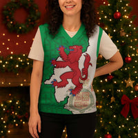 Montgomeryshire Wales Christmas Knitted V-Neck Vest Map and Emblem Celtic Style - Wonder Print Shop