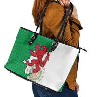 Montgomeryshire Wales Leather Tote Bag Map and Emblem Celtic Style - Wonder Print Shop