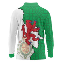 Montgomeryshire Wales Long Sleeve Polo Shirt Map and Emblem Celtic Style - Wonder Print Shop